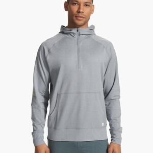 Vuori Men's Ponto Performance 1/2 Zip Hoodie Sweatshirt Activewear Size L Gray